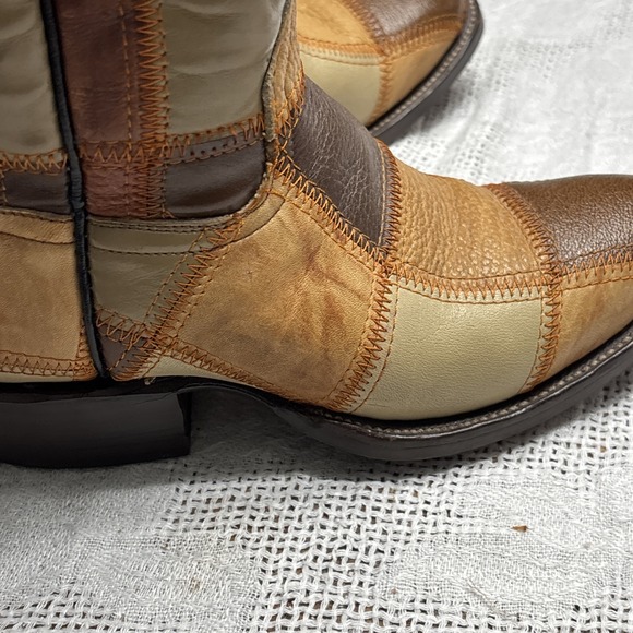 Women's Laramie Custom Made 1960s Vintage Patchwork Cowboy Boots Sz 6 - Picture 12 of 16